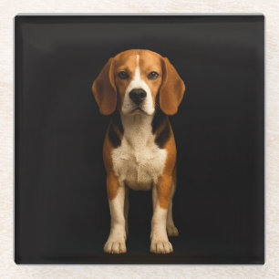 Black 4 Luxe Glass coaster, Kind Beagle Coaster