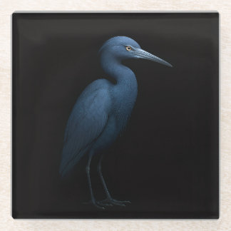 Black 4 Luxe Glass coaster, Little Blue Heron Coaster