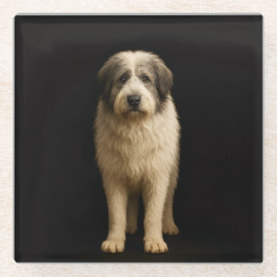 Black 4 Luxe Glass coaster, Mioritic Shepherd Glass Coaster