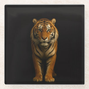 Black 4 Luxe Glass coaster, Noble Tiger Coaster