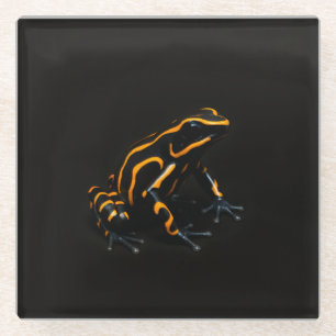 Black 4 Luxe Glass coaster, Orange Black Frog Coaster