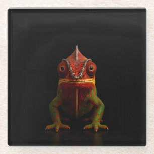 Black 4 Luxe Glass coaster, Panther Chameleon Coaster