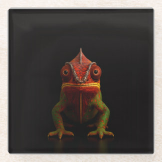 Black 4 Luxe Glass coaster, Panther Chameleon Coaster