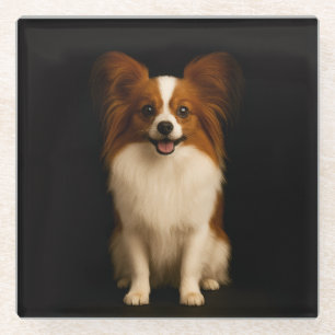 Black 4 Luxe Glass coaster, Refined Papillon Glass Coaster