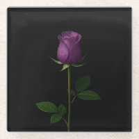 Black 4 Luxe Glass coaster, Royal Violet Rose
