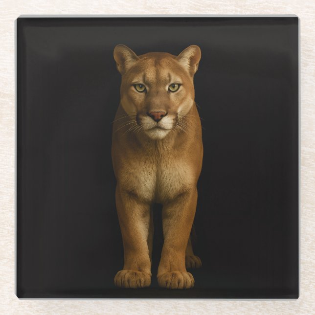 Black 4 Luxe Glass coaster, Silent Prime Puma Coaster (Front)