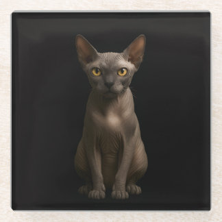 Black 4 Luxe Glass coaster, Sphynx Cat Coaster