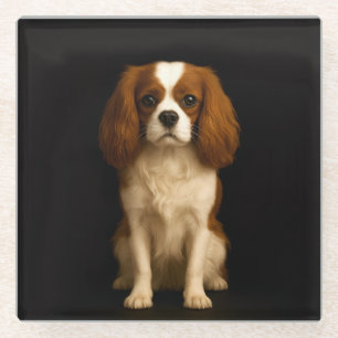 Black 4 Luxe Glass coaster, Sweet Cavalier Spaniel Coaster