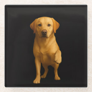 Black 4 Luxe Glass coaster, Tender Labrador Glass Coaster
