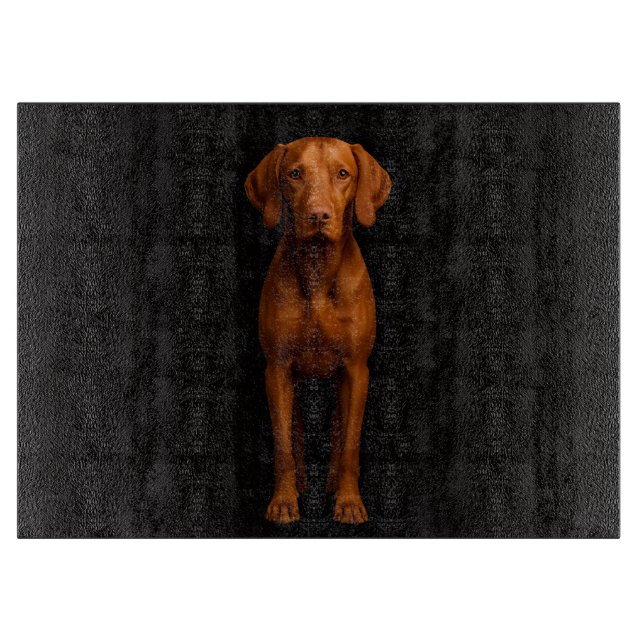 Black 4 Luxe Glass cutting board Agile Vizsla Dog (Front)