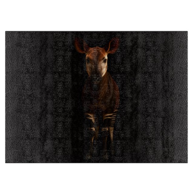 Black 4 Luxe Glass cutting board Forest Okapi (Front)