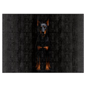 Black 4 Luxe Glass cutting board Guardian Doberman
