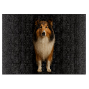 Black 4 Luxe Glass cutting board Loyal Collie Dog