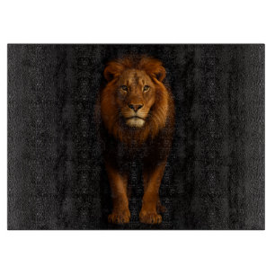 Black 4 Luxe Glass cutting board Majestic Lion