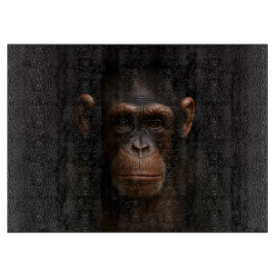 Black 4 Luxe Glass cutting board Serene Chimpanzee