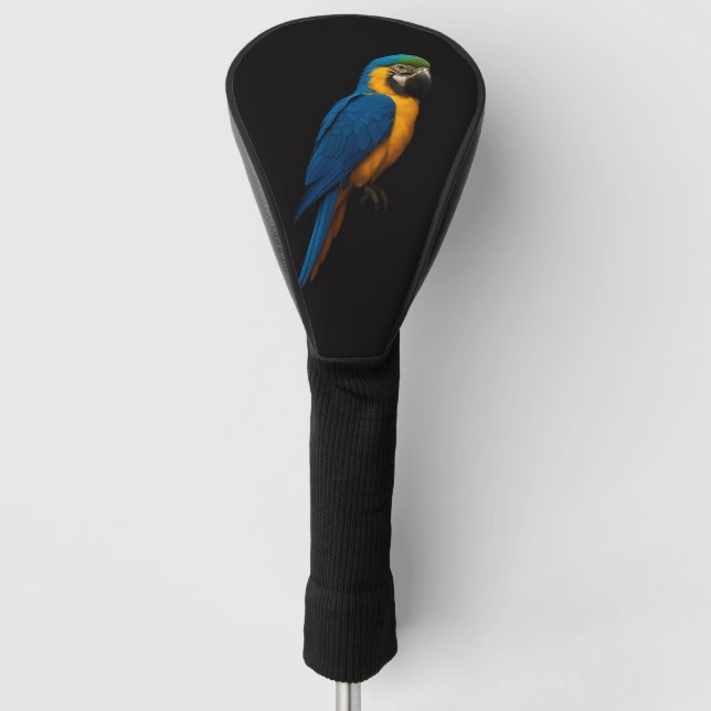 Black 4 Luxe Golf Driver Cover, Blue Yellow Macaw Golf Head Cover (Front)