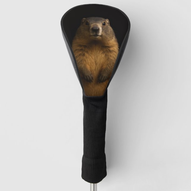 Black 4 Luxe Golf Driver Cover, Fluffy Marmot Head Cover (Front)