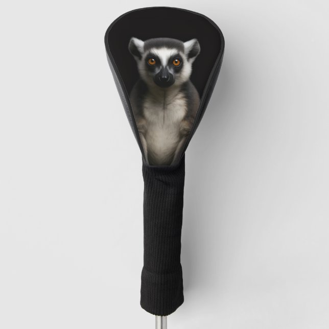 Black 4 Luxe Golf Driver Cover, Gentle Lemur Golf Head Cover (Front)