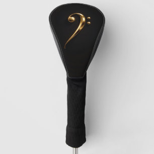 Black 4 Luxe Golf Driver Cover, Golden Bass Clef Head Cover
