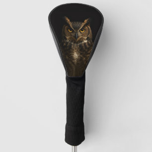 Black 4 Luxe Golf Driver Cover, Golden Eye Owl Head Cover