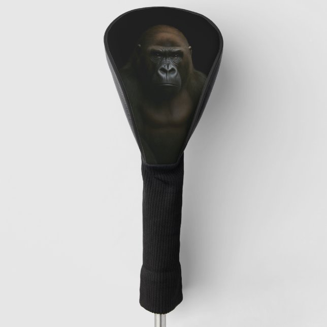 Black 4 Luxe Golf Driver Cover, Gorilla Head Cover (Front)