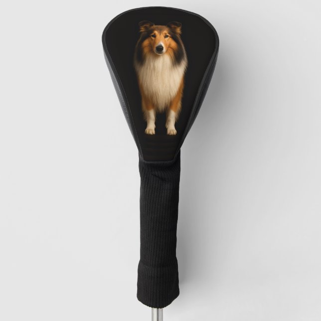 Black 4 Luxe Golf Driver Cover, Loyal Collie Dog Head Cover (Front)