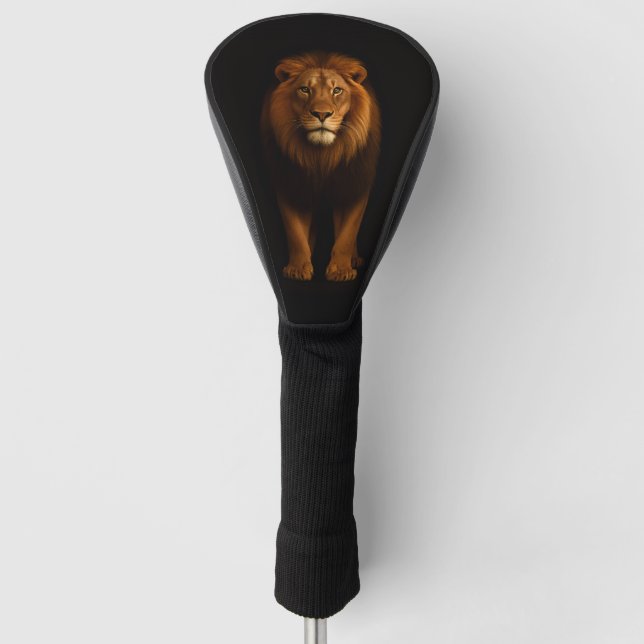 Black 4 Luxe Golf Driver Cover, Majestic Lion Head Cover (Front)