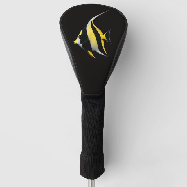 Black 4 Luxe Golf Driver Cover, Moorish Idol Fish Head Cover (Front)