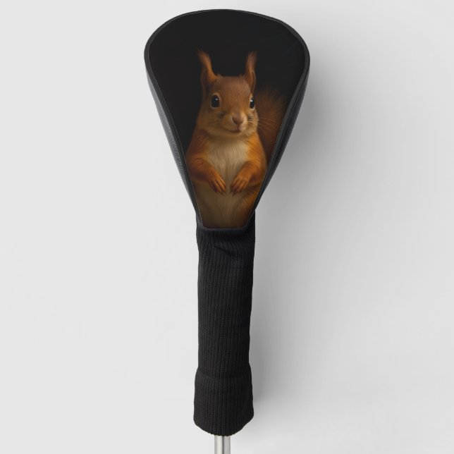 Black 4 Luxe Golf Driver Cover, Red Squirrel Head Cover (Front)