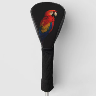 Black 4 Luxe Golf Driver Cover, Scarlet Parrot Golf Head Cover