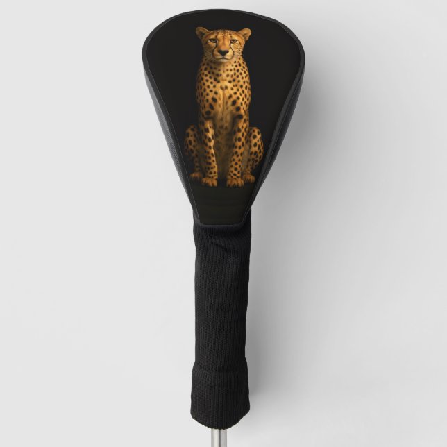 Black 4 Luxe Golf Driver Cover, Sleek Cheetah Head Cover (Front)