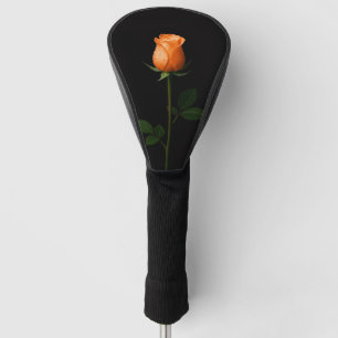 Black 4 Luxe Golf Driver Cover, Sunset Orange Rose Golf Head Cover