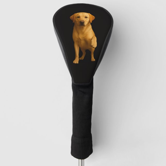 Black 4 Luxe Golf Driver Cover, Tender Labrador Head Cover (Front)