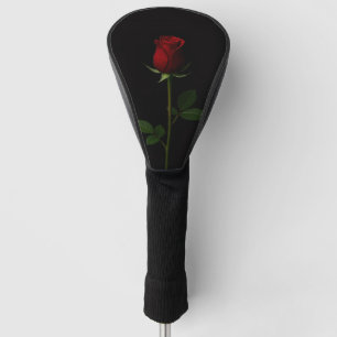 Black 4 Luxe Golf Driver Cover, Velvet Red Rose Head Cover