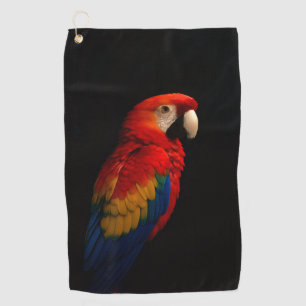 Black 4 Luxe Golf Towel with Scarlet Parrot