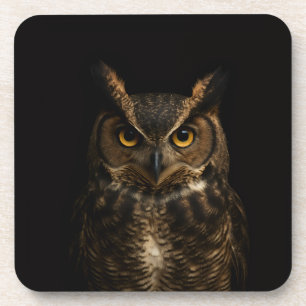 Black 4 Luxe Hard coaster, Golden Eye Owl Coaster