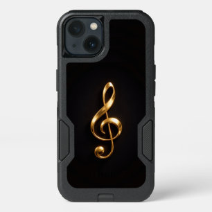 Black 4 Luxe  iPhone 13 Case, Golden Treble Clef