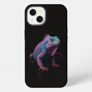 Black 4 Luxe iPhone 13 Case, Pink Tropical Iguana Case