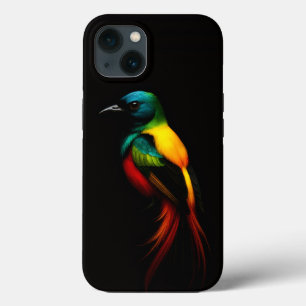 Black 4 Luxe iPhone 13, Rainbow-Tail Tropical Bird iPhone 13 Case