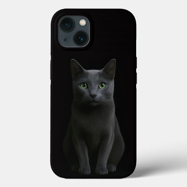 Black 4 Luxe iPhone 13, Russian Blue Cat Case-Mate iPhone Case (Back)