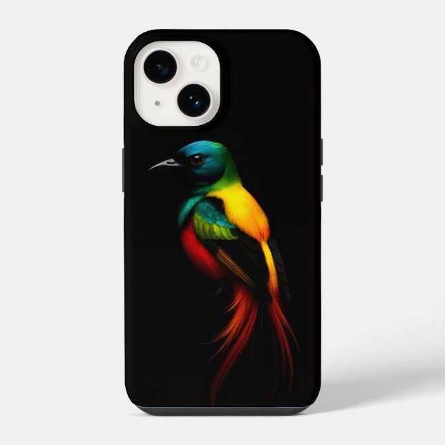 Black 4 Luxe iPhone 14 Case-Mate, Rainbow Bird Case (Back)