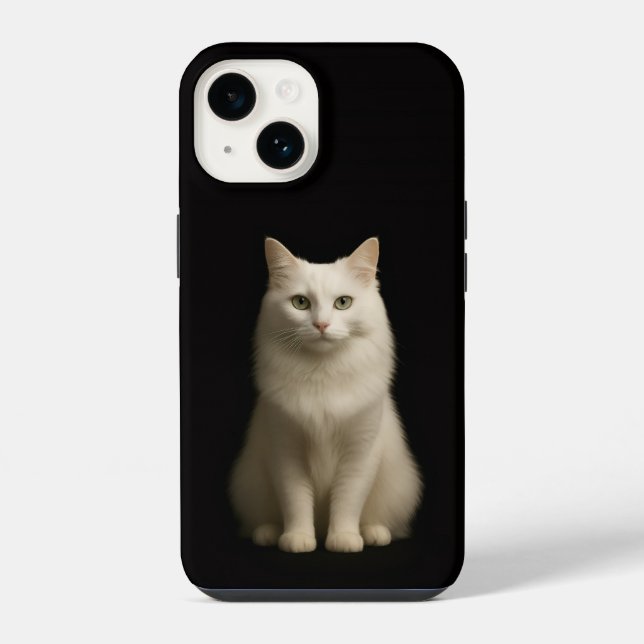 Black 4 Luxe iPhone 14 Case, Turkish Angora Cat Case (Back)