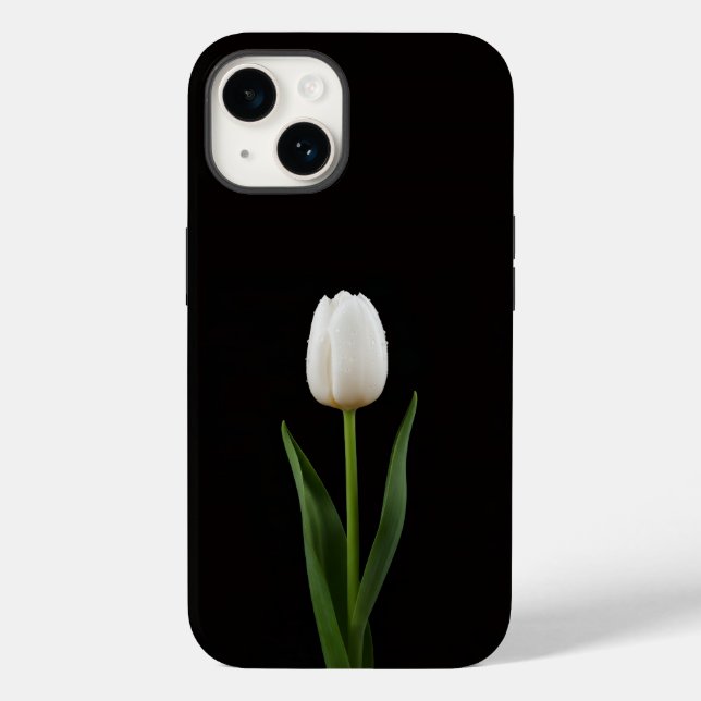 Black 4 Luxe iPhone 14 Mate, Pearl White Tulip Case-Mate iPhone Case (Back)
