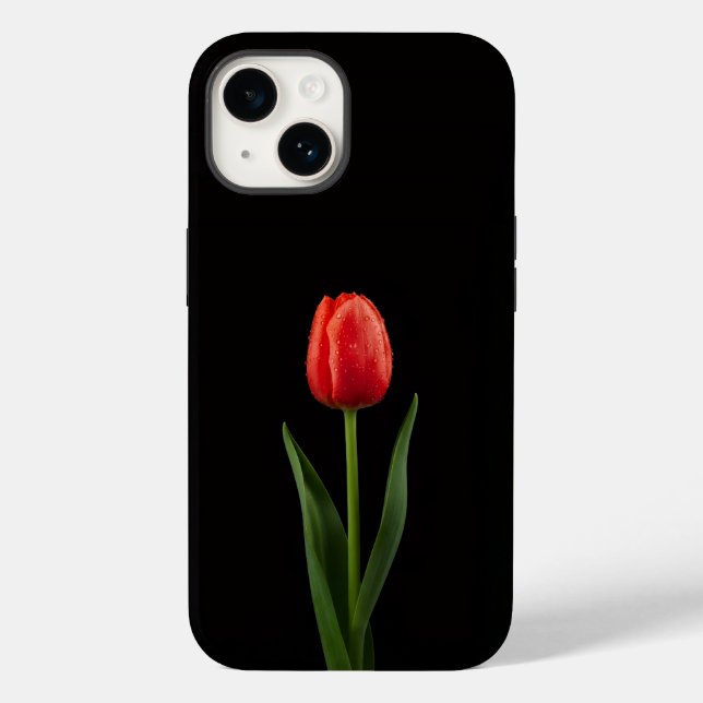 Black 4 Luxe iPhone 14 Mate, Ruby Red Tulip Case-Mate iPhone Case (Back)