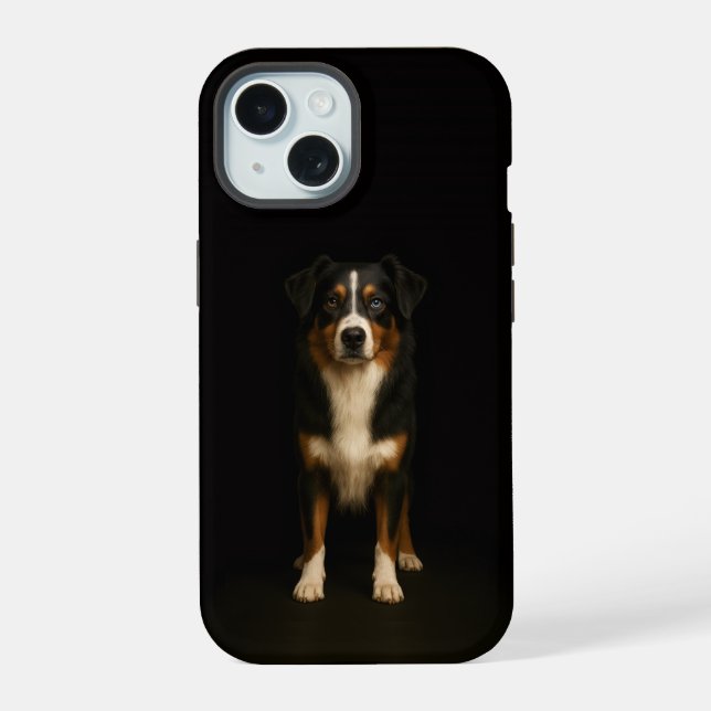 Black 4 Luxe iPhone 15 Case, Aussie Shepherd Case (Back)