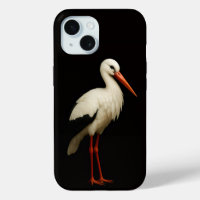 Black 4 Luxe iPhone 15 Case, Graceful Stork