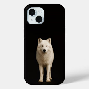 Black 4 Luxe iPhone 15 Case, Ivory Arctic Wolf iPhone 15 Case