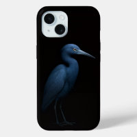 Black 4 Luxe iPhone 15 Case, Little Blue Heron