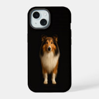 Black 4 Luxe iPhone 15 Case, Loyal Collie Dog