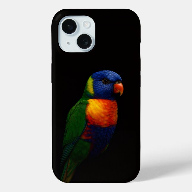 Black 4 Luxe iPhone 15 Case-Mate, Lorikeet Parrot Case-Mate iPhone Case (Back)